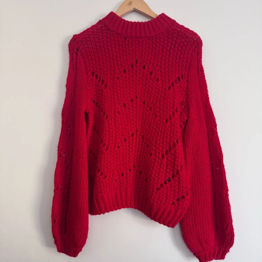 H&M eyelet knit sweater in red Size: S